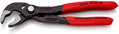 KNIPEX Tools Cobra Water Pump Pliers (8701150), 6-Inch,Red and KNIPEX Tools 86 03 125, 5-Inch Mini Pliers Wrench Bundle