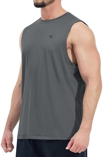 KPSUN Men's Quick Dry Workout Tank Top Summer Beach Shirt | UPF 50+ Sleeveless Gym Muscle Shirt with Hidden Pocket for Keys. Ideal for Gym Training, Outdoor Running, And Beach Workouts