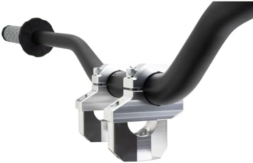 Tusk 1-1/4” Rise Offset Bar Risers Universal Handlebar Clamps With 1-1/8" or 7/8" Bar mount Billet Aluminum (Silver)