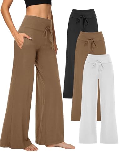 Showitty Wide Leg Pants for Women with Pockets, High Waist Yoga Lounge