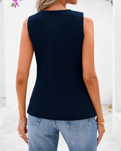 BTFBM Suit Vest Tops For Women Sleeveless Blazer Work Wear