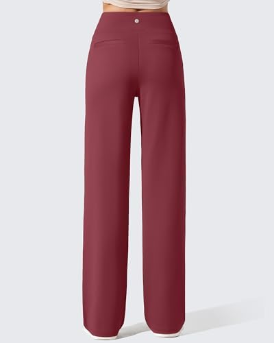 G4Free EverGoing Fleece Lined Wide Leg Pants for Women Dressy Work Casual