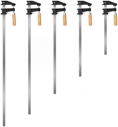 5 Pack Woodworking Clamps Sets 12", 18", 24", 30", 36" Bar Clamps Throat Depth 2.5 Inch Adjustable Heavy Duty F-clamp with Handle