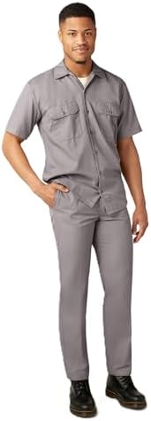 Dickies Men’s Short Sleeve Work Shirt – Durable Twill Button Down Shirts for Men, Lightweight Uniform for Daily Wear