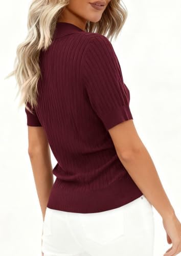 PRETTYGARDEN Women's Short Sleeve Sweater Polo Shirts