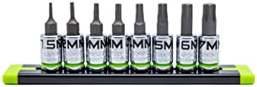 GRIPEDGE HEX Bit Socket Set | 8-PC - 1/4'' Drive Short Metric RPT Hex Driver Set | Sizes 1.5MM - 7MM | Made With S2 Steel | Includes Premium Aluminum Storage Rail |