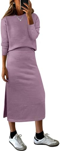 ANRABESS Women 2 Piece Striped Sweater Skirt Set