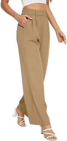 FUNYYZO Wide Leg Dress Pants for Women Work Slacks Business Casual Outfits
