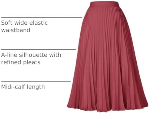GRACE KARIN Pleated Midi Skirt for Women Chiffon A-Line Outfits