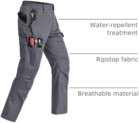 Mens Cargo Pants Ripstop Breathable Tactical Hiking Pants with 7 Pockets