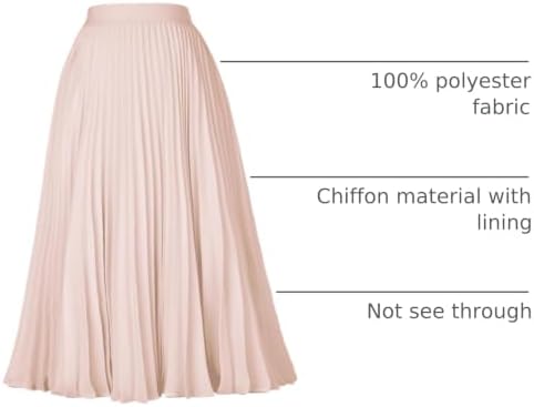 GRACE KARIN Pleated Midi Skirt for Women Chiffon A-Line Outfits
