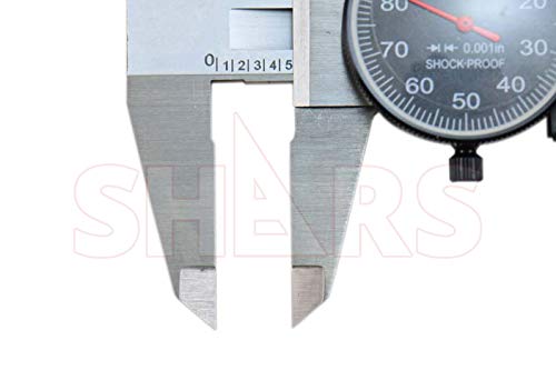 Shars 0-6" Precision Stainless Steel Shock Proof Dial Caliper .001" Graduation, Black Face 303-1305B P