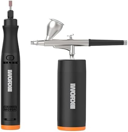 Crafting Tool Combo Kit - Mini Rotary, Airbrush Gun with Compressor for Sanding, Carving, Engraving, Painting, 20V Power Share Battery and 45-Piece Accessories Included