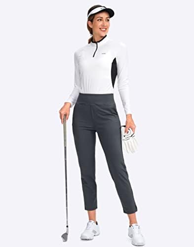 YYV Women's Golf Pants High Waist Stretch Ankle Pants with Pockets