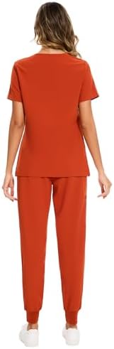 COZYFIT Scrubs for Women Set - Stretch V-Neck & Jogger Pant with 9 Pockets