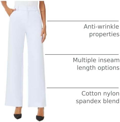 iChosy Womens High Waist Wide Straight Leg Trousers Casual Slacks Dress Pants with Pockets