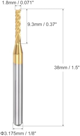 uxcell 10Pcs 1.8mm Titanium Coat Carbide End Mill Engraving Milling Cutter CNC Router Bits for PCB Machine, 1/8" Shank