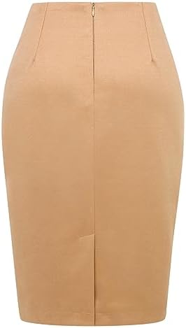 IDEALSANXUN Plaid Skirts for Women Fall Winter Knee Length Pencil Wool Skirt with Slit