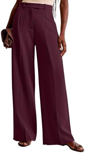 NIMIN Women Wide Leg Work Pants High Waisted Dress Trousers with Pockets
