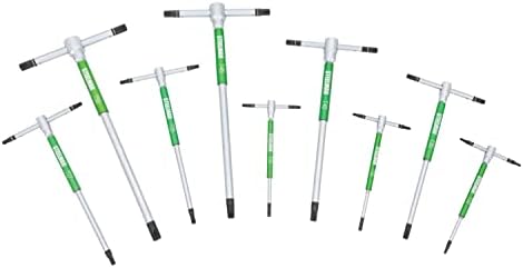 Steelman 9-Piece Star T-Handle Allen Hex Key Wrench Set, Free Spinning Sleeves, Sliding Handle for Access, Precision Machined Tips, with Storage Tray, for Bicycle, Auto, Moto, Small Engine (42602)