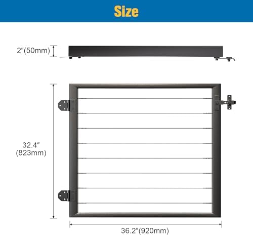 Outdoor Gate Integrated Welding Cable Railing Gate for Wood Metal Cable Railing System Stainless Steel Fence Gate (Right Hand in Swing, Black)