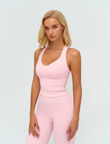 ABOCIW Two Piece Workout Sets for Women Racerback Tank Top Matching High Waist Wide Leg Yoga Pants Pilates Outfits