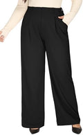 1X-5X Plus Size Wide Leg Dress Pants Women Pull On Stretchy Work Pants