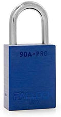 PACLOCK's 90A-PRO Padlock, 1/4" Diameter Hard. Stainless Steel Shackle, 1-3/16" Tall, High Performance 7-Pin Cylinder w/ 1 Key, Keyed Alike, Blue