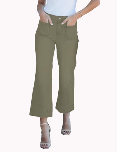 Wide Leg Jeans for Women Trendy High Waisted Flare Jeans Cropped Pants Stretchy Baggy
