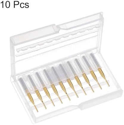 uxcell 10Pcs 1.2mm Titanium Coat Carbide End Mill Engraving Milling Cutter CNC Router Bits for PCB Machine, 1/8" Shank