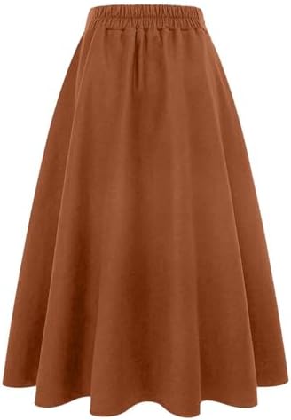 IDEALSANXUN Womens Plaid Wool Skirts Elastic Waist A-Line Pleated Tartan Long Skirts