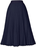 GRACE KARIN Pleated Midi Skirt for Women Chiffon A-Line Outfits