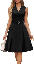 GRACE KARIN Women's Fit and Flare Work Business Dress with Belt