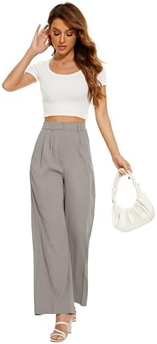 FUNYYZO Wide Leg Dress Pants for Women Work Slacks Business Casual Outfits