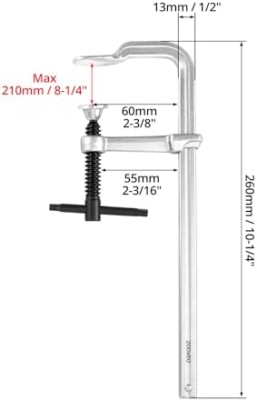 QWORK 8" Heavy Duty F Clamp, 4 Pack Drop-forged Bar Clamp, 2-1/4 Inch Throat Depth, Professional Forging Jaws, Rail, Spindle and Handle