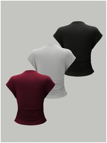 OYOANGLE Women's 3 Pack Business Casual Outfits Mock Neck Ribbed Tank Tops