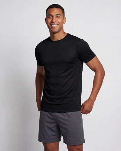 5 Pack Men's Dry Fit Workout T Shirts Crew Neck Athletic Gym Running Tees