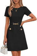 MEROKEETY Women's Summer Business Casual Work Office Mini Dress