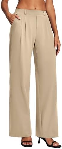 Heathyoga Womens Dress Pants Pull On Stretchy Work Pants Wide Leg Trousers