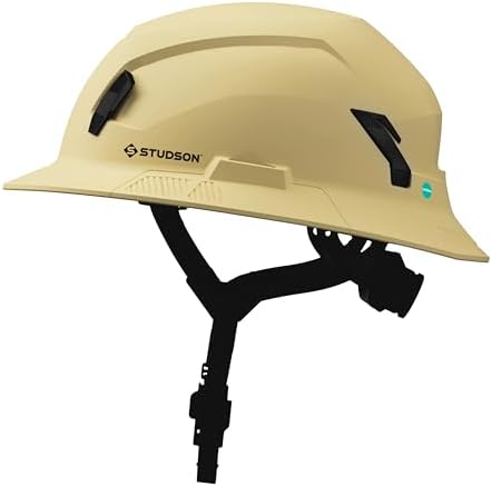 STUDSON SHK-1 Full Brim Safety Helmet Non-Vented: ANSI/ISEA Z89.1 Type II Compliant (R 2019), Lightweight & Breathable, NFC Emergency Contact Chip, One Size, Class E Protection