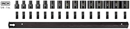 TEKTON 3/8 Inch Drive Impact Socket Set, 15-Piece | SID91112 | (1/4 - 1 in.), Shallow, 12-Point, Socket Rail
