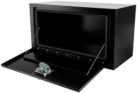 30 Inch Underbody Truck Box Steel Storage Tool Box,30 x 14 x 16 Tool Chest Organizer w/Lock and Keys For Pickup,Truck Bed, RV, Trailer,Heavy Duty Waterproof Black box