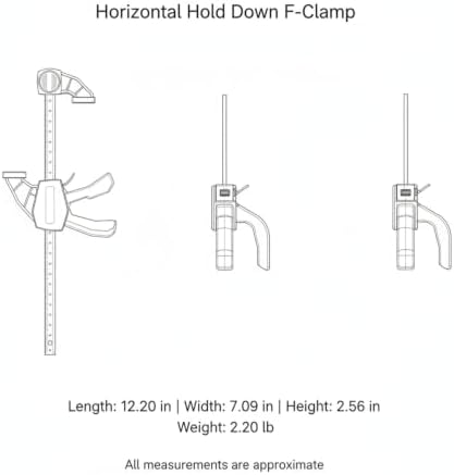 Multipurpose Horizontal Hold Down F-Clamp for Woodworking and Metalwork, 17.7 Inch Capacity Alloy Steel Workholding Device