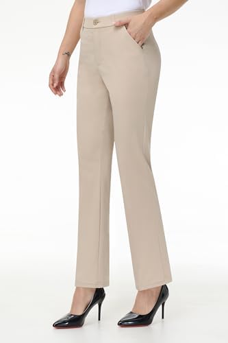 iChosy Women's Stretch Straight Leg Dress Work Pants Business Casual Slacks