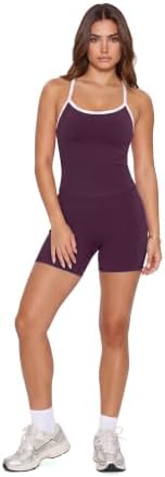 SUUKSESS Women 2 Piece Workout Sets High Waisted Biker Shorts with Pockets Built in bra Racerback Tank Tops