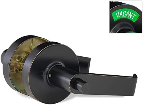 VIZILOK ADA Compliant, Single Egress Indicator Privacy Lock C5FA-L Durable ANSI Grade 2 Comp Commercial Left Handed Non Reversible in-Use or Vacant Push Button Lever - Oil Rubbed Bronze