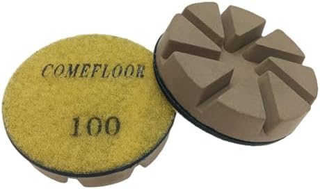 Hybrid Diamond Ceramic Polishing Pucks, Aggressive Concrete Terrazzo Floor Hook n Loop Grinding Pads, 3 Inch Long Using Life Transitional Discs,100# 3PCS
