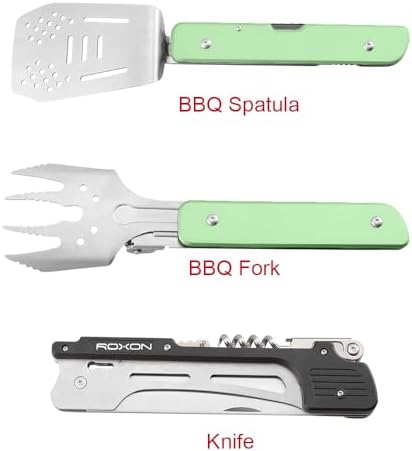 ROXON 6-in-1 Grill Tools Set, Metal Griddle Accessories Kit for Blackstone