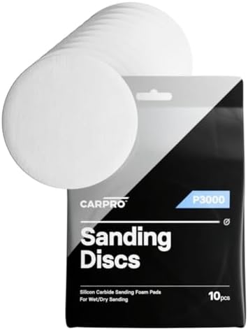 CARPRO Sanding Discs - Silicon Carbide Sanding Foam Pads, Remove Paint Defects While Keeping OEM Appearance, Wet or Dry Sanding - P3000 - (5" Pack of 10)