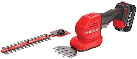 CRAFTSMAN V20 4 In. Cordless Handheld Grass Trimmer and 8 In. Mini Hedge Trimmer, Battery and Charger Included, Rechargeable 2 in 1 Grass Shear and Bush Trimmer (CMCSS800C1)